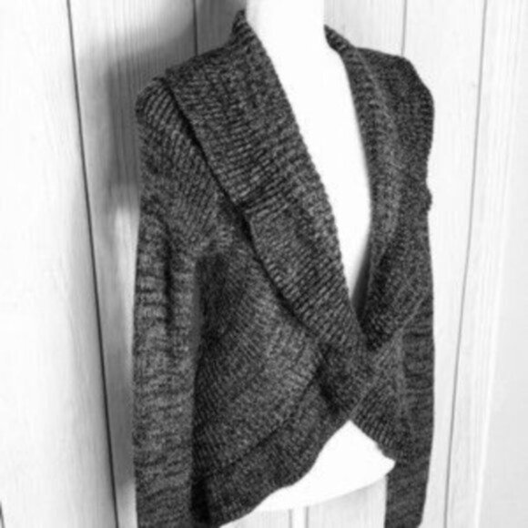 Express Sweaters - Express Gray & Black Chunky High Low Cardigan Sweater